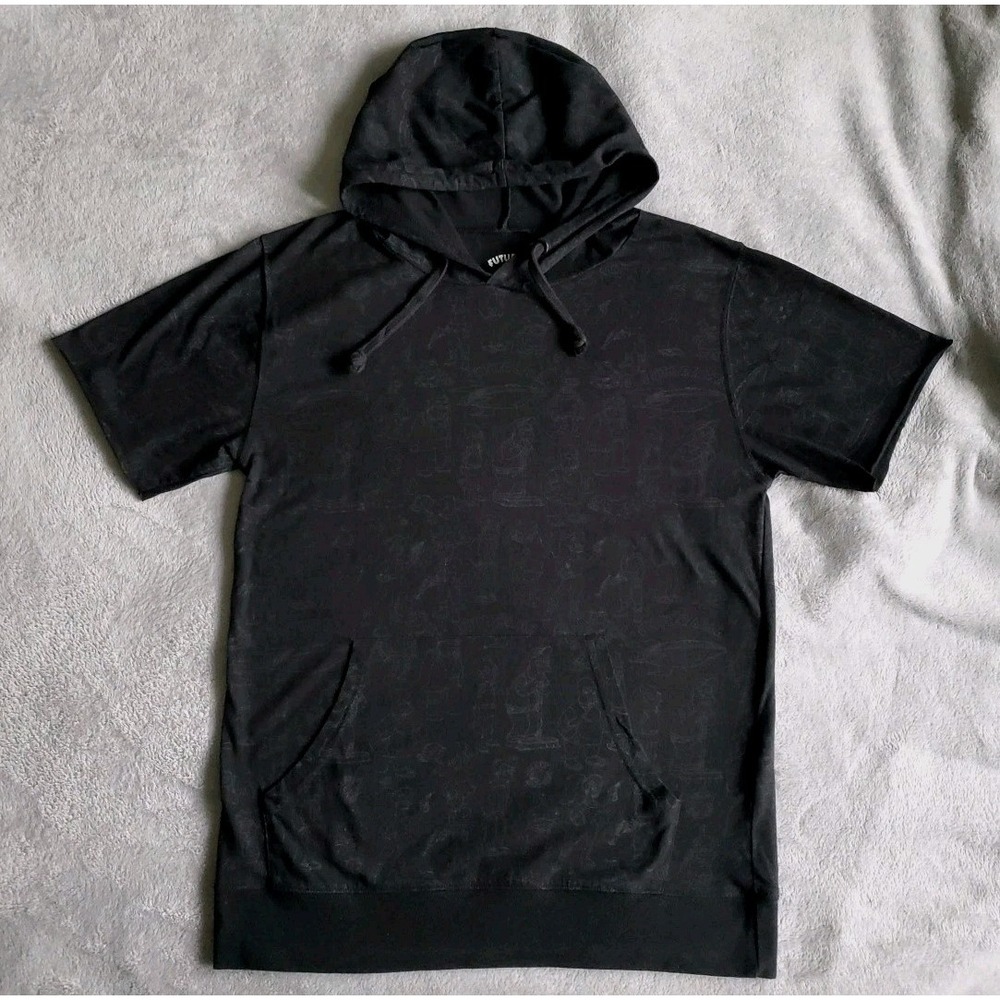 Futurama Hoodie Adult Small Short Sleeve Lootcrate Black Drawstring All Over